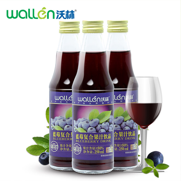 【沃林】 蓝莓复合果汁50% 250ml*12瓶图片