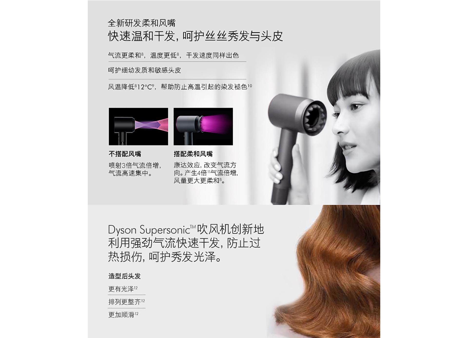 戴森吹风机supersonic hd03负离子大功率 紫红色服务说明使用联想智选