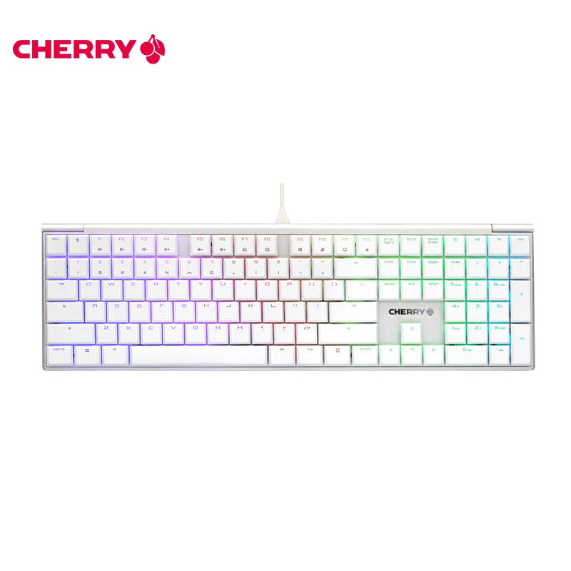 樱桃CHERRY MX10.0 RGB彩光LP红轴超薄机械键盘MX10.0-白色红轴_联想 