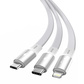 倍思 明镜 一拖三伸缩数据线USB For M+L+C 3.5A 1.2m 白色图片