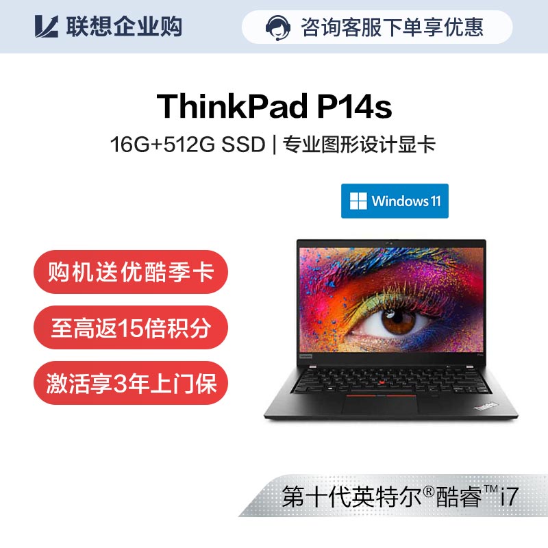 【企业购】ThinkPad P14s 英特尔酷睿i7 笔记本电脑 18CD