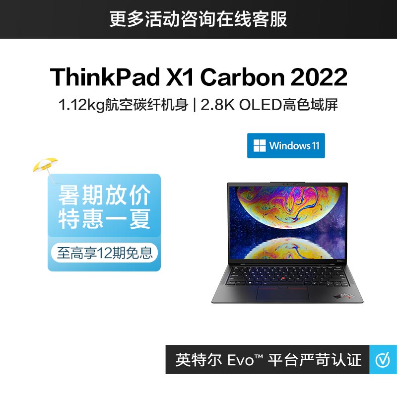 ThinkPad X1 Carbon 2022 英特尔酷睿i7 超轻旗舰本 08CD图片
