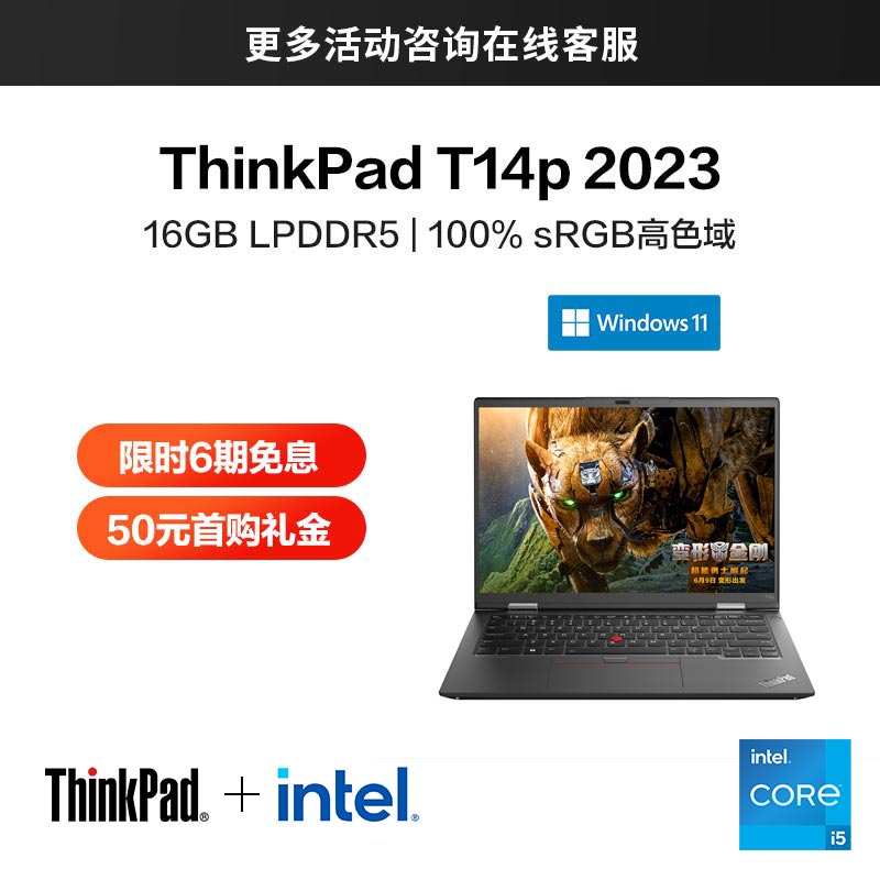 ThinkPad T14p 2023 英特尔酷睿i5 高性能工程师本 00CD