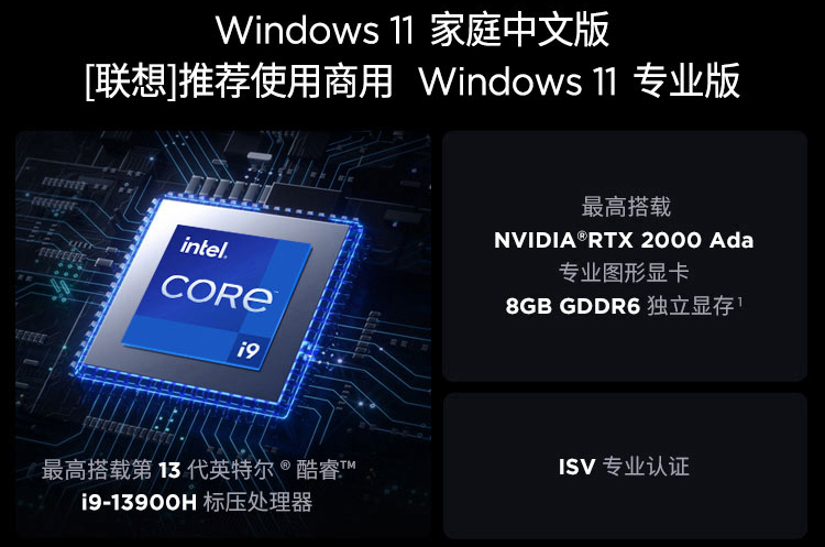 定制款】ThinkPad P16v工作站i9-13900H/64GB/1T+2T/2000 8GB-政企惠采